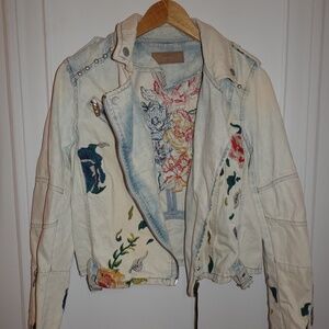 Blank NYC Denim Embroidered Jacket Small NWT